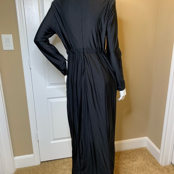 Black Dress with Criss Cross Ties Lycra Large - Picture 9 of 9